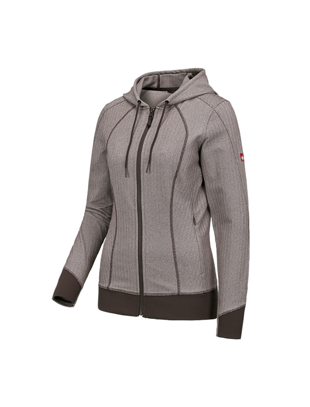 Work Jackets: e.s. Functional hooded jacket herringbone, ladies' + chestnut