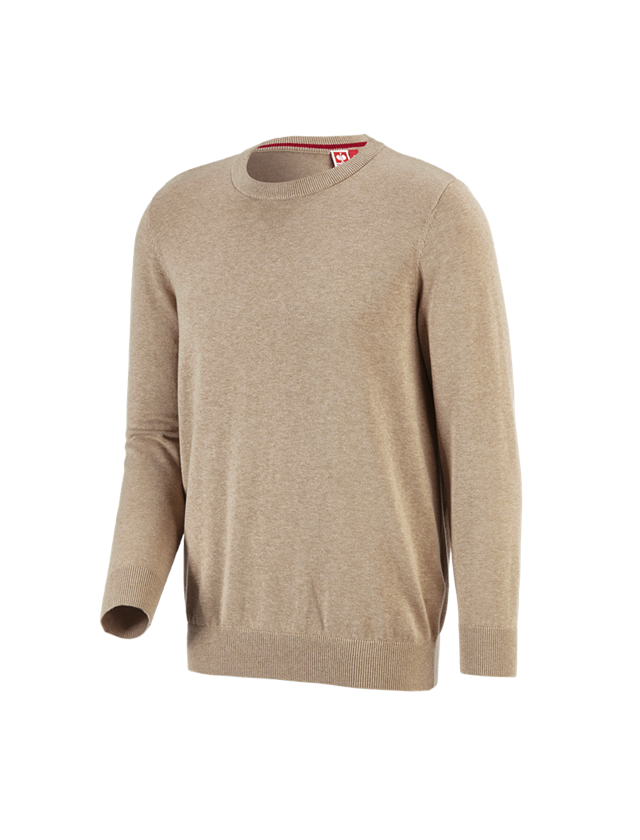 Joiners / Carpenters: e.s. Knitted pullover, round neck + khaki melange