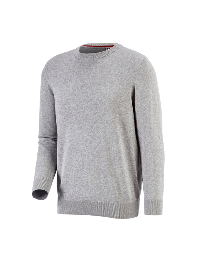 Topics: e.s. Knitted pullover, round neck + grey melange 1