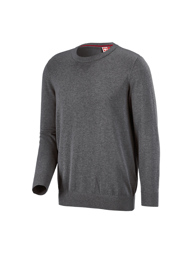 Shirts, Pullover & more: e.s. Knitted pullover, round neck + anthracite melange