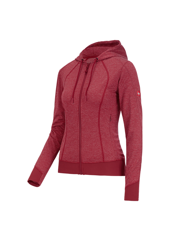 Gardening / Forestry / Farming: e.s. Functional hooded jacket stripe, ladies' + fiery red