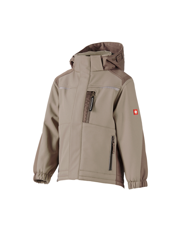 Jackets: Children's softshell jacket e.s.motion + clay/peat