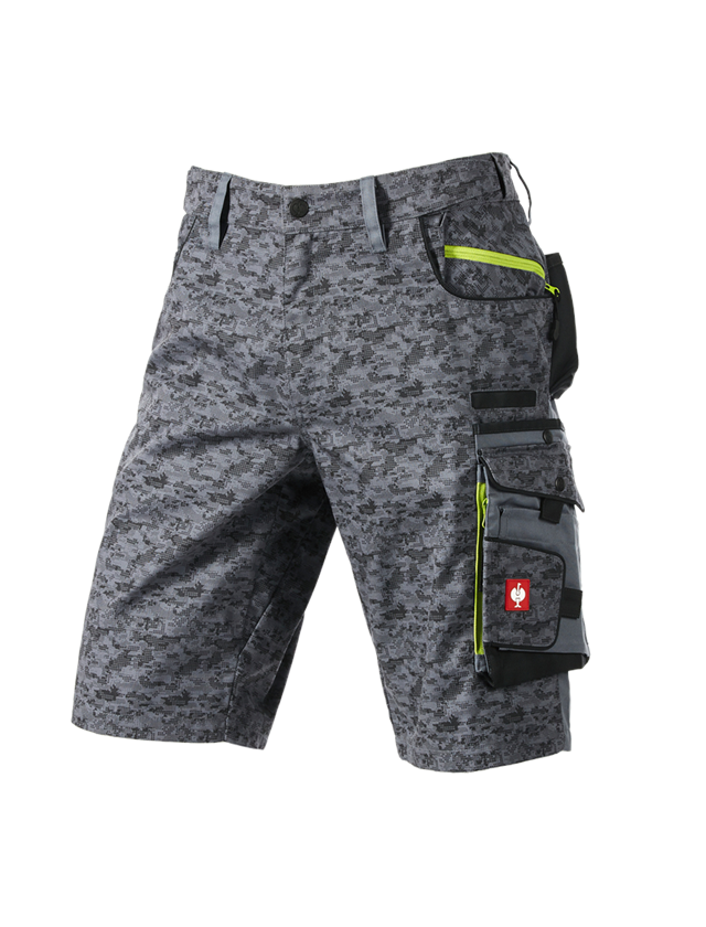 Arbetsbyxor: e.s. shorts Pixel + grå/grafit/lime 2