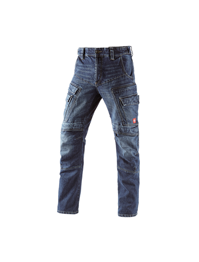 Work Trousers: e.s. Cargo worker jeans POWERdenim + darkwashed