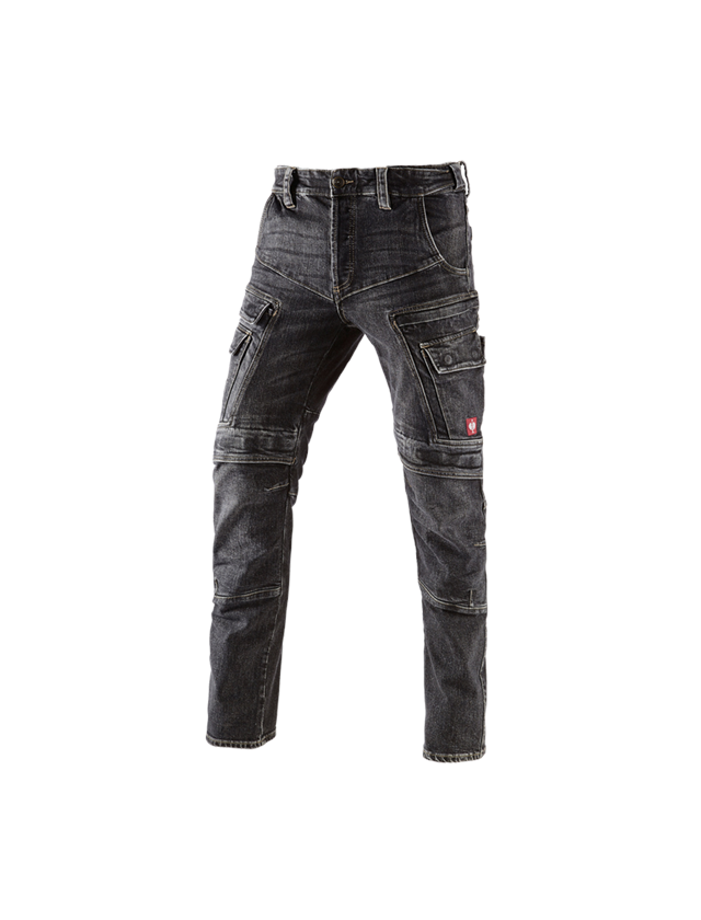 Work Trousers: e.s. Cargo worker jeans POWERdenim + blackwashed 2