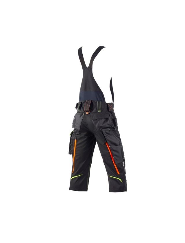 Work Trousers: 3/4 bib & brace e.s.motion 2020 + black/high-vis yellow/high-vis orange 3
