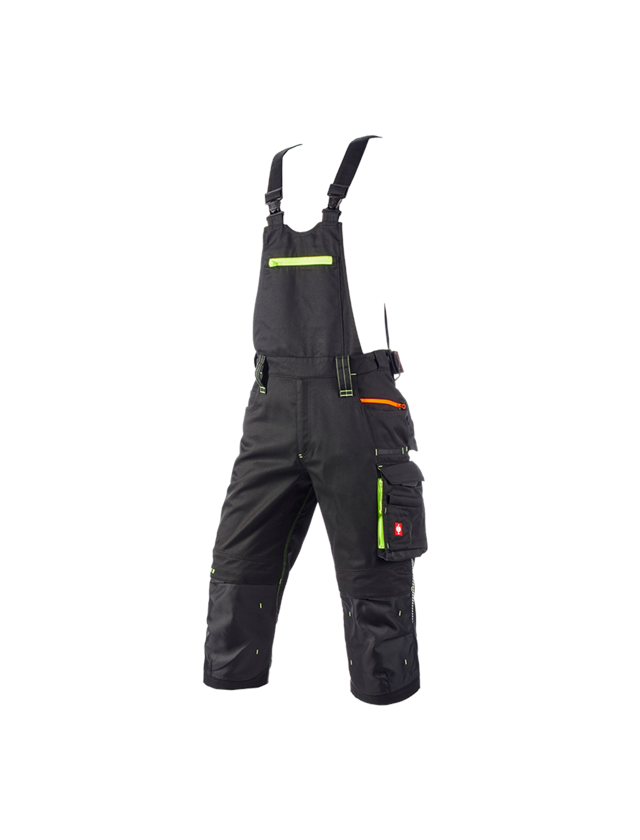 Work Trousers: 3/4 bib & brace e.s.motion 2020 + black/high-vis yellow/high-vis orange 2