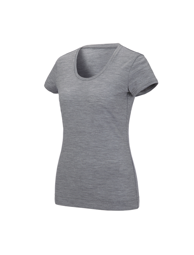 Överdelar: e.s. T-Shirt Merino light, dam + gråmelerad