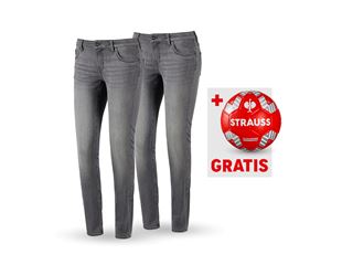 SET:2x e.s. 5-fickors-stretch-jeans, dam + fotboll